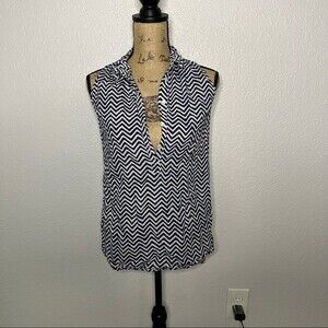 Yala Womens Organic Cotton Sleeveless Button Front Chevron Top sz XS